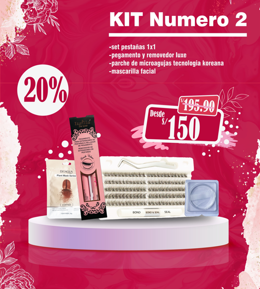 Oferta Kit de pestañas todo en 1 + pegamento/remover extra + parche microagoujas + mascarilla facial por 150 soles